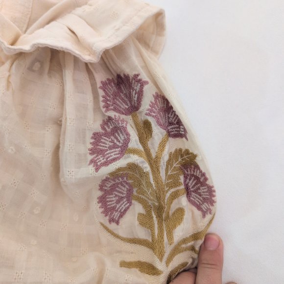 Anthropologie White Puff-Sleeve‎ Henley Top Size L NWT - Picture 6 of 11